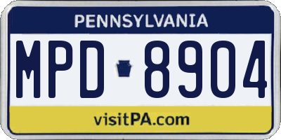 PA license plate MPD8904