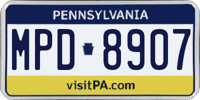 PA license plate MPD8907