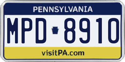 PA license plate MPD8910