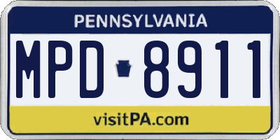 PA license plate MPD8911