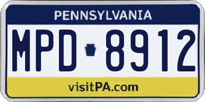 PA license plate MPD8912