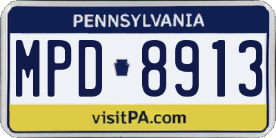 PA license plate MPD8913