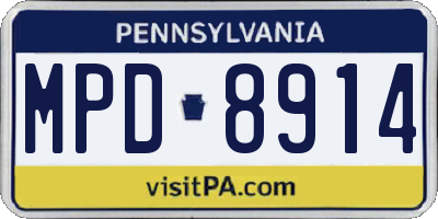 PA license plate MPD8914