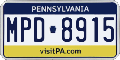 PA license plate MPD8915