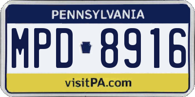 PA license plate MPD8916
