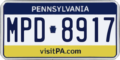 PA license plate MPD8917