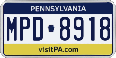 PA license plate MPD8918