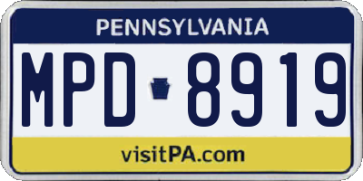 PA license plate MPD8919