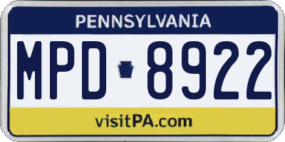 PA license plate MPD8922