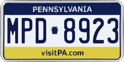PA license plate MPD8923