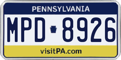 PA license plate MPD8926