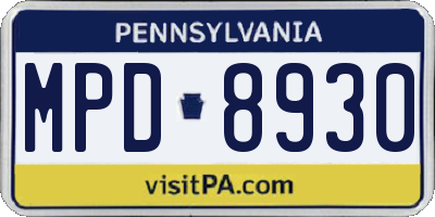PA license plate MPD8930