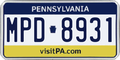 PA license plate MPD8931