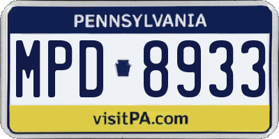 PA license plate MPD8933