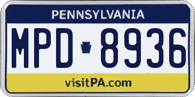 PA license plate MPD8936