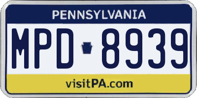 PA license plate MPD8939