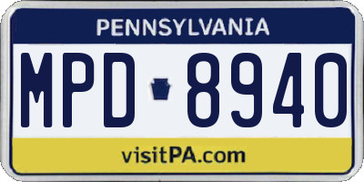 PA license plate MPD8940