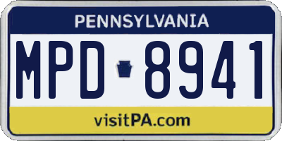 PA license plate MPD8941