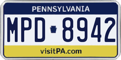 PA license plate MPD8942