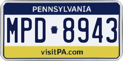 PA license plate MPD8943