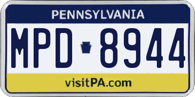 PA license plate MPD8944