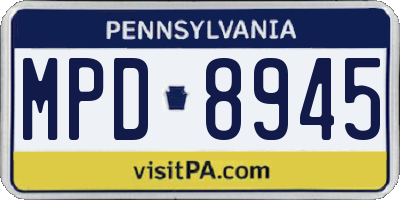 PA license plate MPD8945