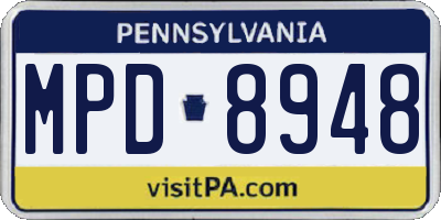 PA license plate MPD8948
