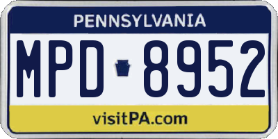 PA license plate MPD8952