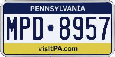 PA license plate MPD8957