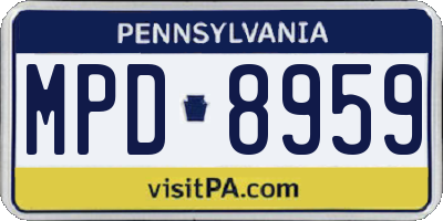 PA license plate MPD8959