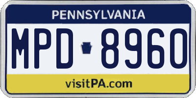PA license plate MPD8960