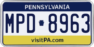PA license plate MPD8963