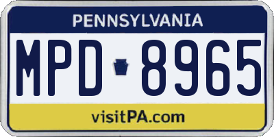 PA license plate MPD8965