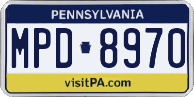 PA license plate MPD8970