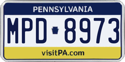 PA license plate MPD8973