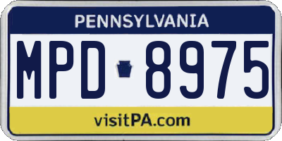 PA license plate MPD8975