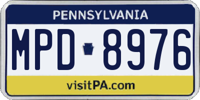 PA license plate MPD8976