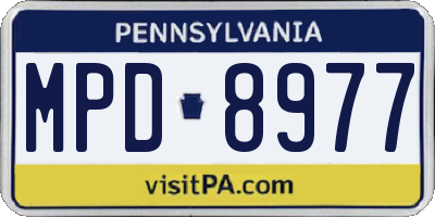 PA license plate MPD8977