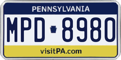 PA license plate MPD8980