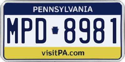 PA license plate MPD8981