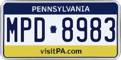 PA license plate MPD8983