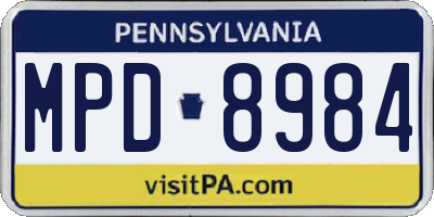 PA license plate MPD8984