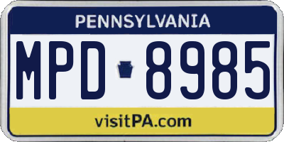 PA license plate MPD8985