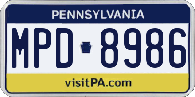 PA license plate MPD8986