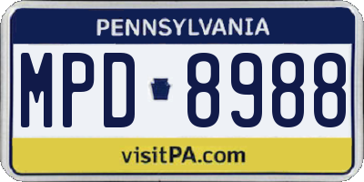 PA license plate MPD8988