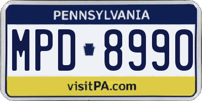 PA license plate MPD8990