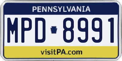 PA license plate MPD8991