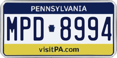 PA license plate MPD8994