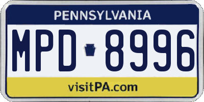 PA license plate MPD8996