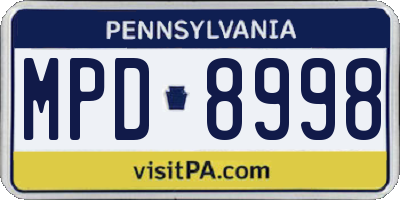 PA license plate MPD8998